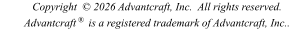 Copyright  © 2026 Advantcraft, Inc.  All rights reserved.  Advantcraft ®  is a registered trademark of Advantcraft, Inc..
